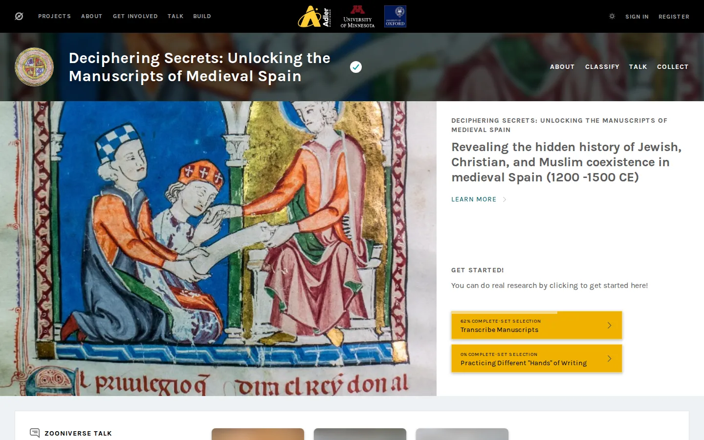 Deciphering Secrets: Unlocking the Manuscripts of Medieval Spain website homepage screenshot