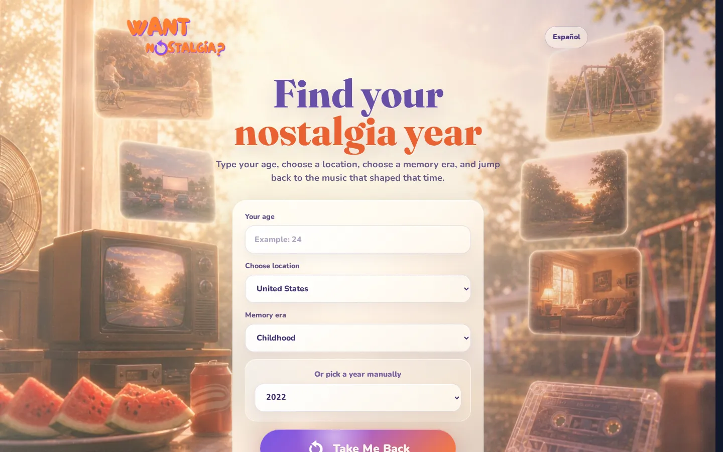 Want Nostalgia website homepage screenshot