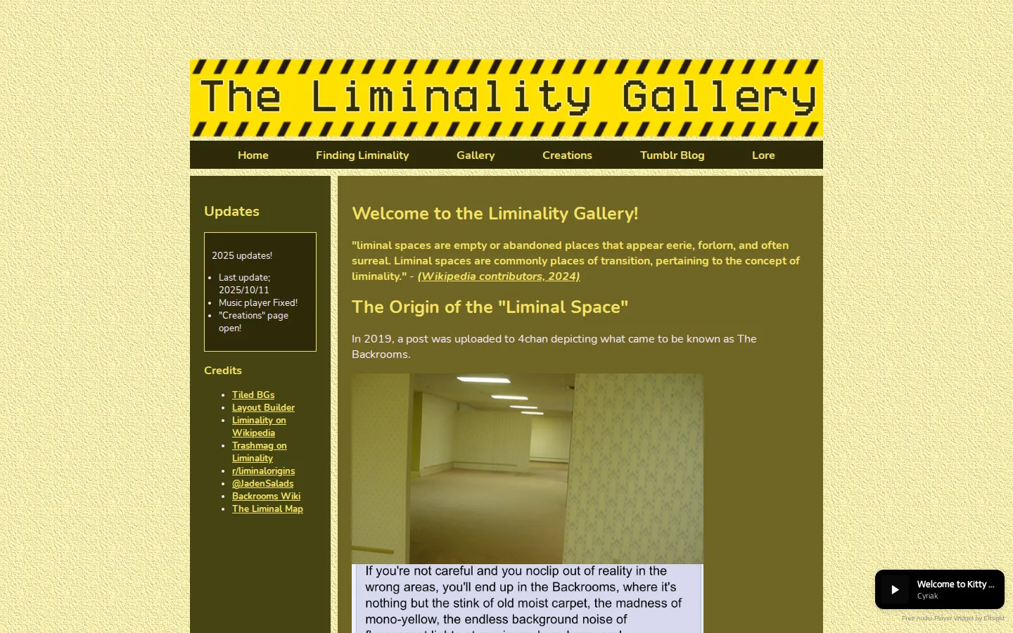 The Liminality Gallery website homepage screenshot