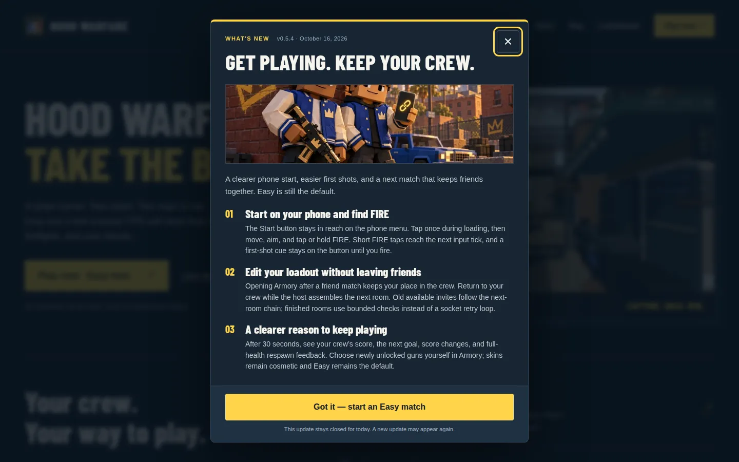 hoodwarfare.app website homepage screenshot