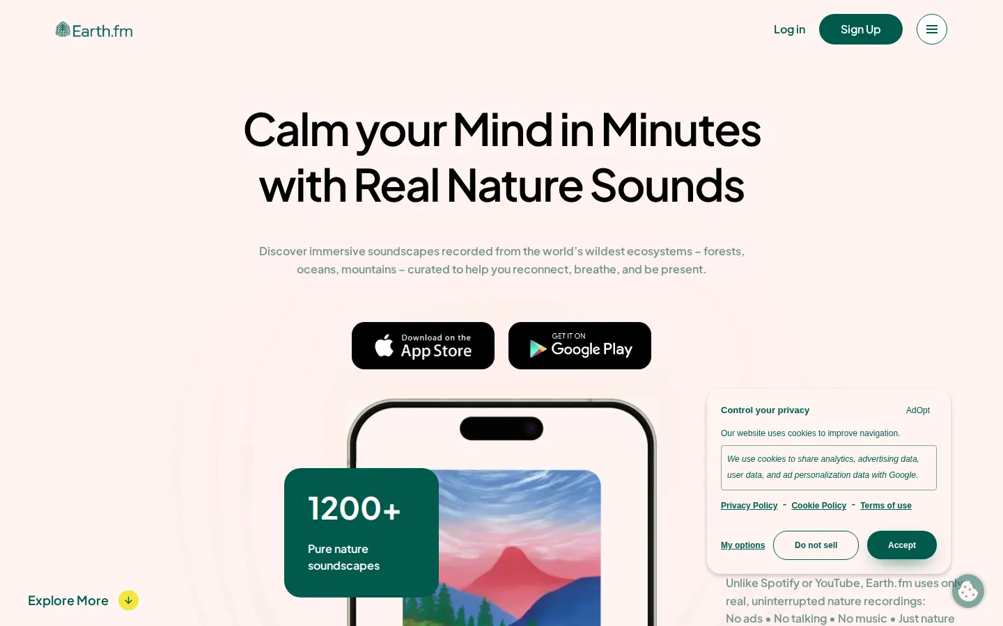 Nature Sound Map website homepage screenshot