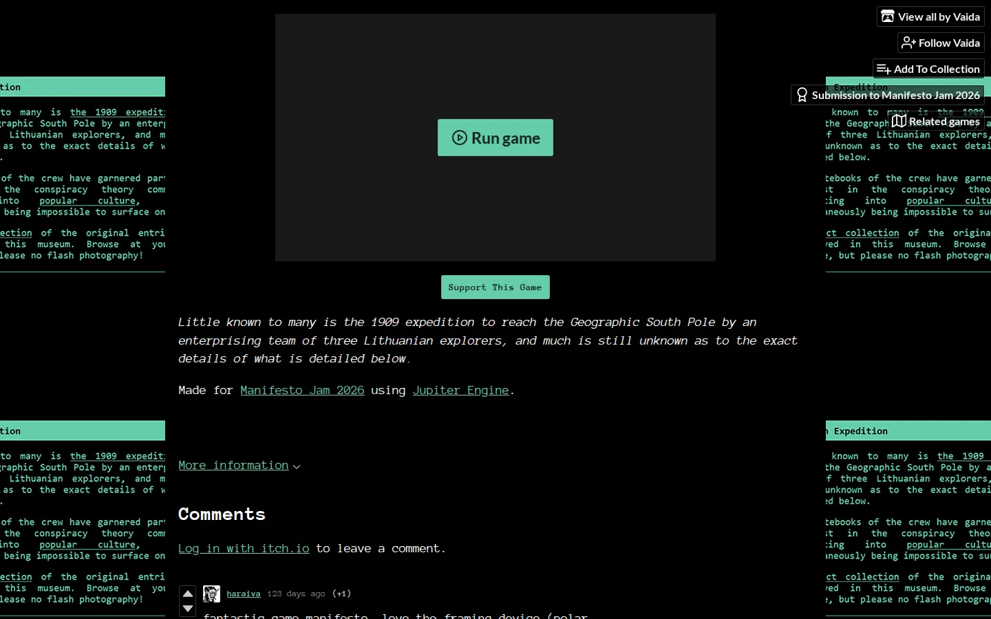 1909, An Expedition website homepage screenshot