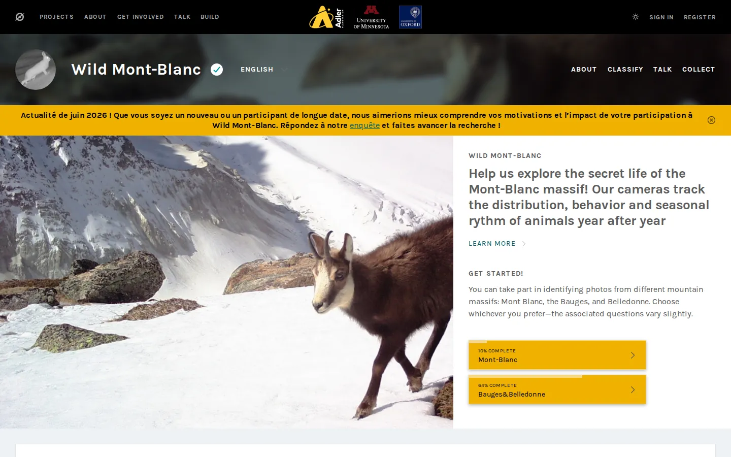 Wild Mont-Blanc website homepage screenshot