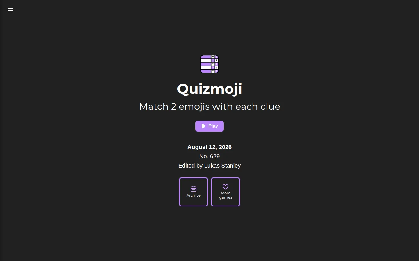 Quizmoji website homepage screenshot