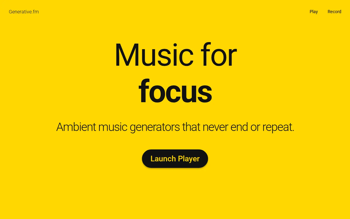 Generative.fm website homepage screenshot