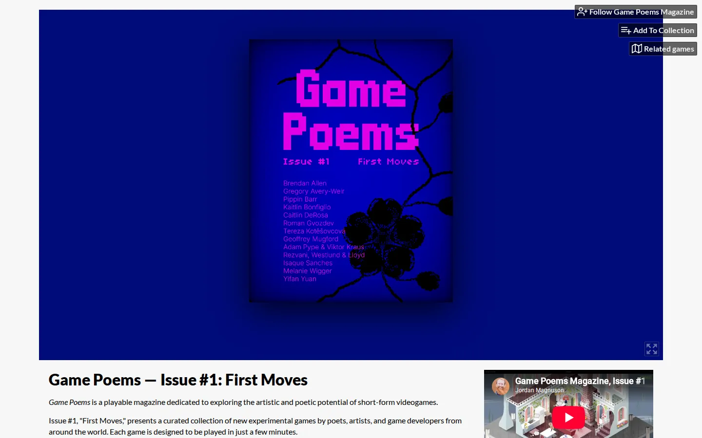 Game Poems — Issue #1: First Moves website homepage screenshot