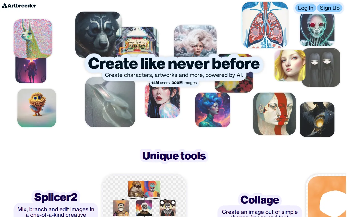Artbreeder website homepage screenshot