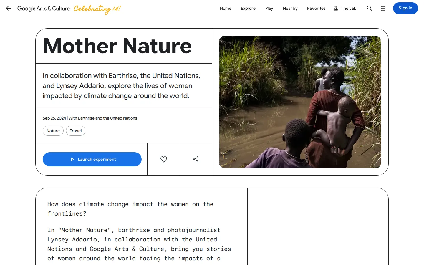 Mother Nature website homepage screenshot