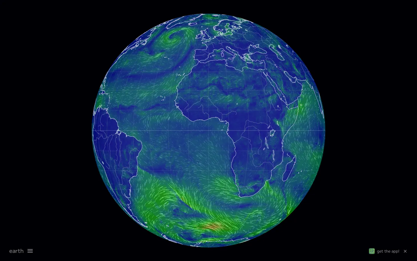 Earth Nullschool website homepage screenshot