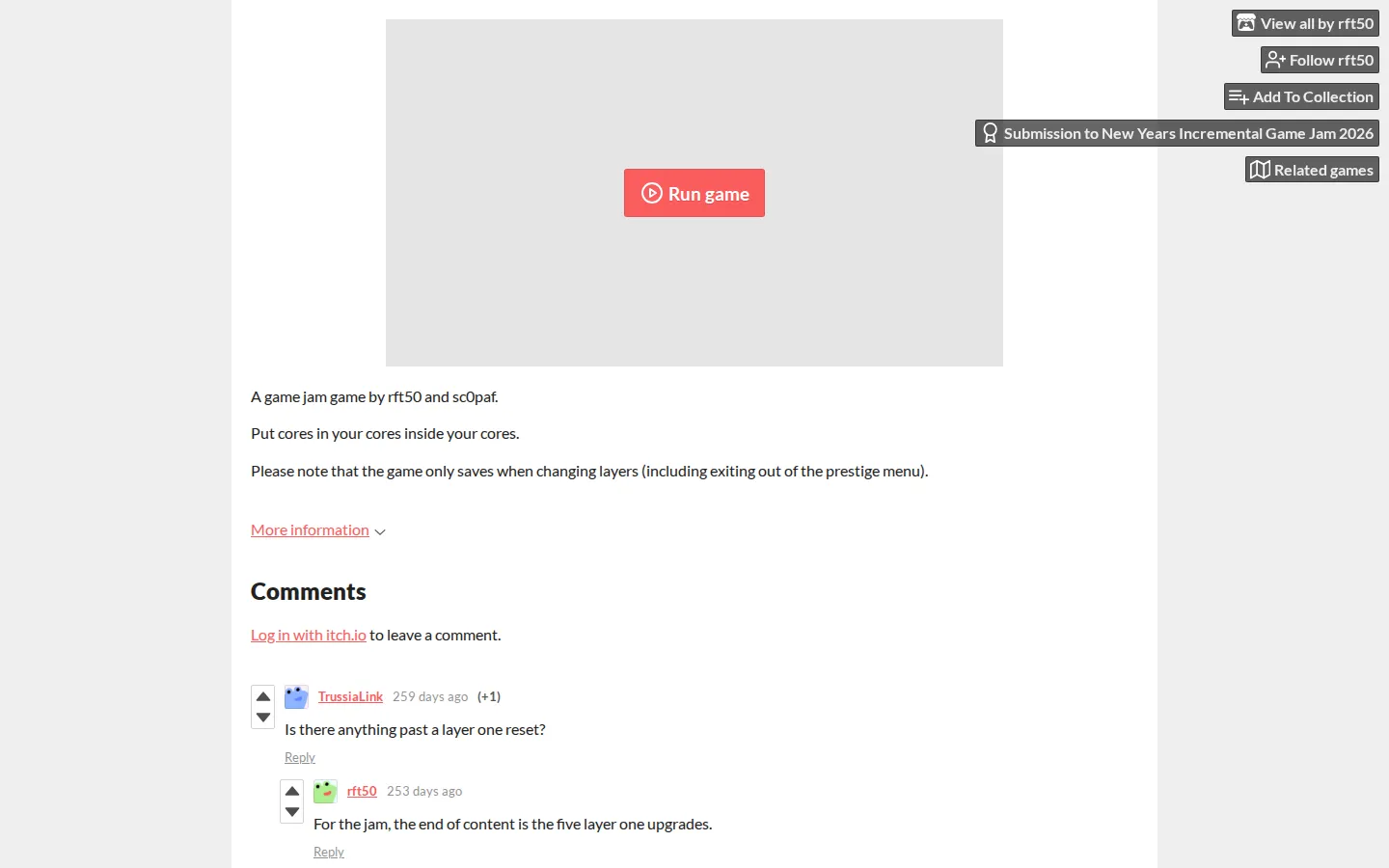 Recursed Cores website homepage screenshot