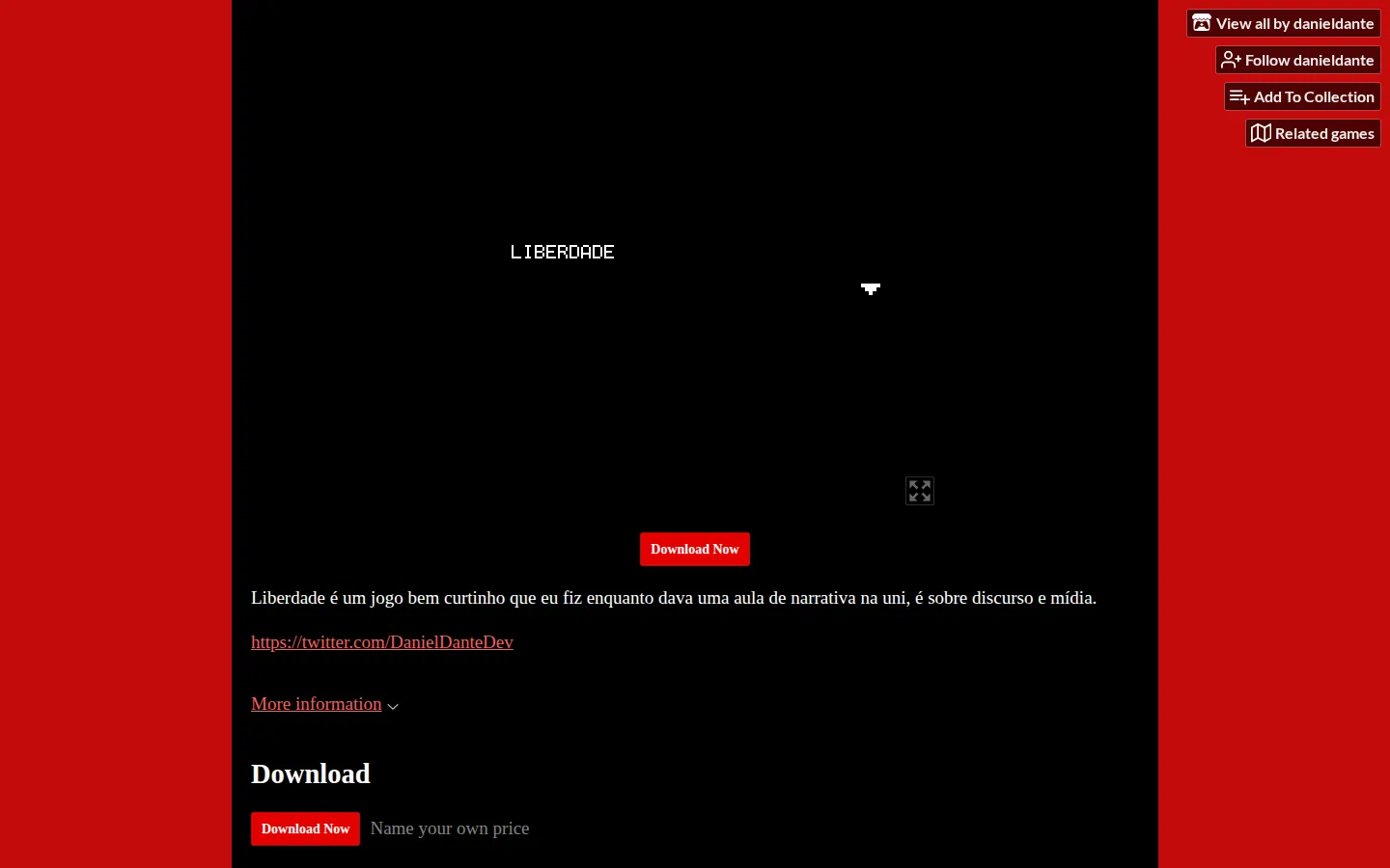 Liberdade website homepage screenshot