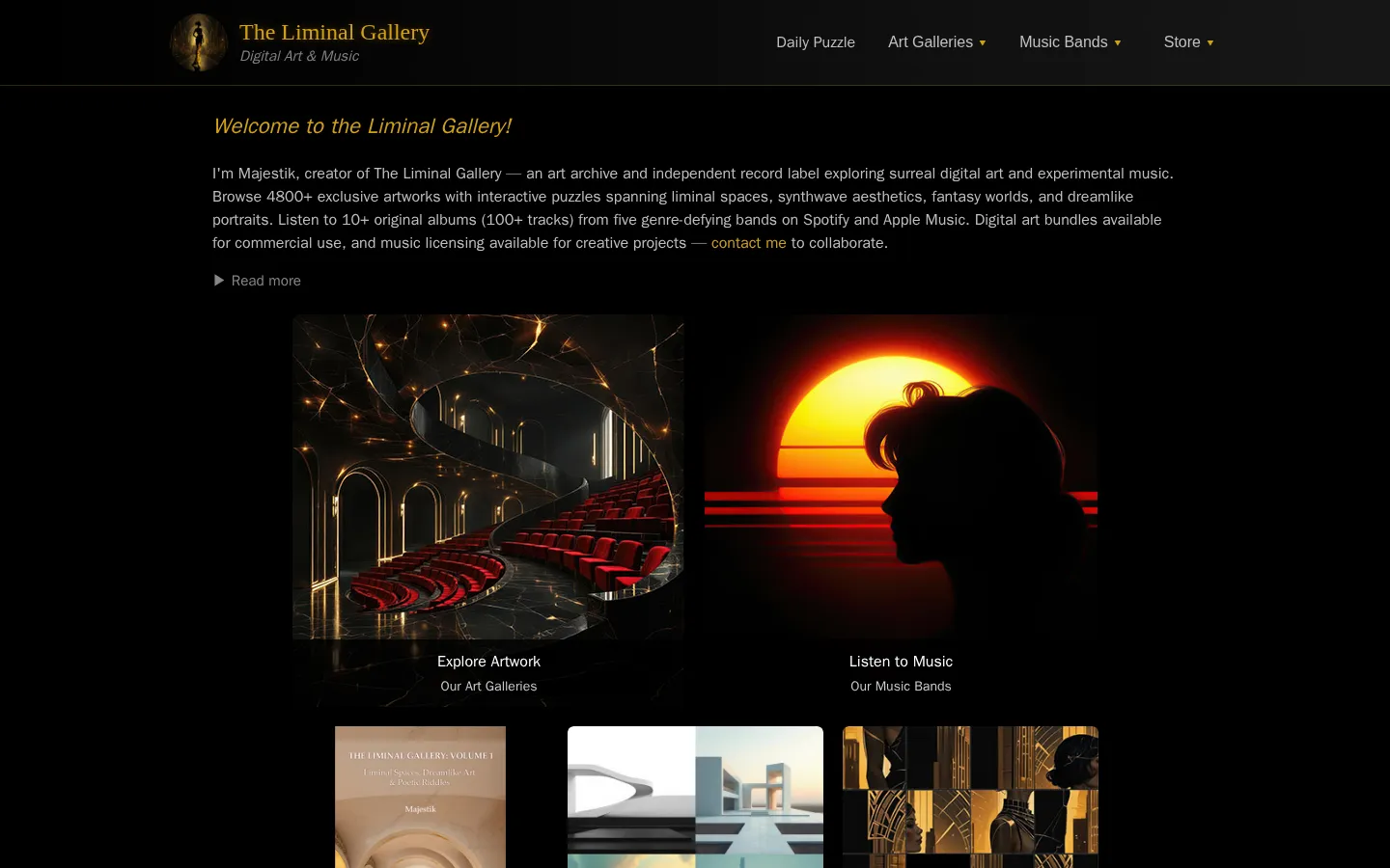 The Liminal Gallery website homepage screenshot