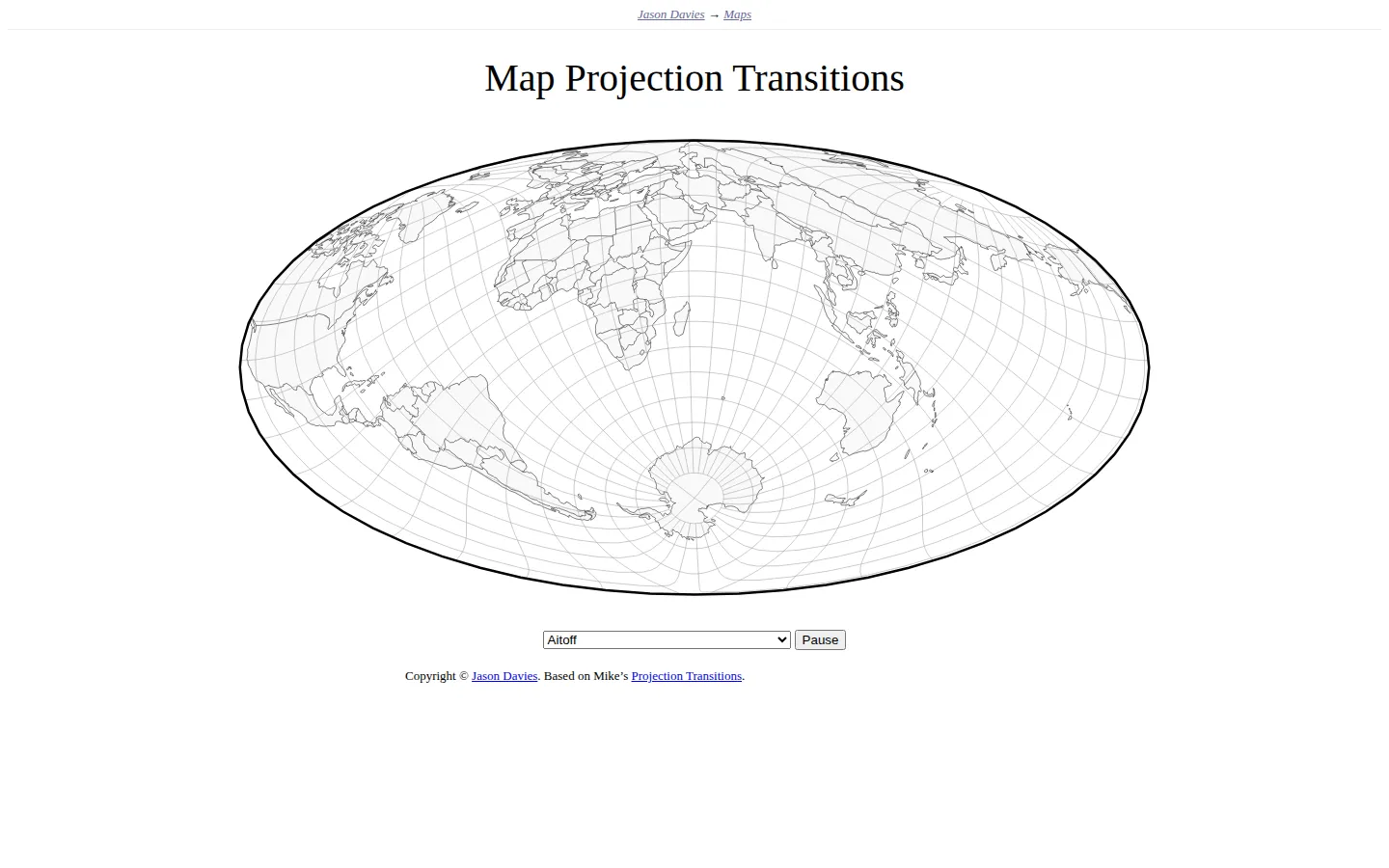 Map Projection Transitions website homepage screenshot