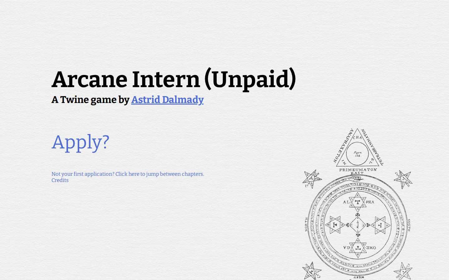 Arcane Intern website homepage screenshot