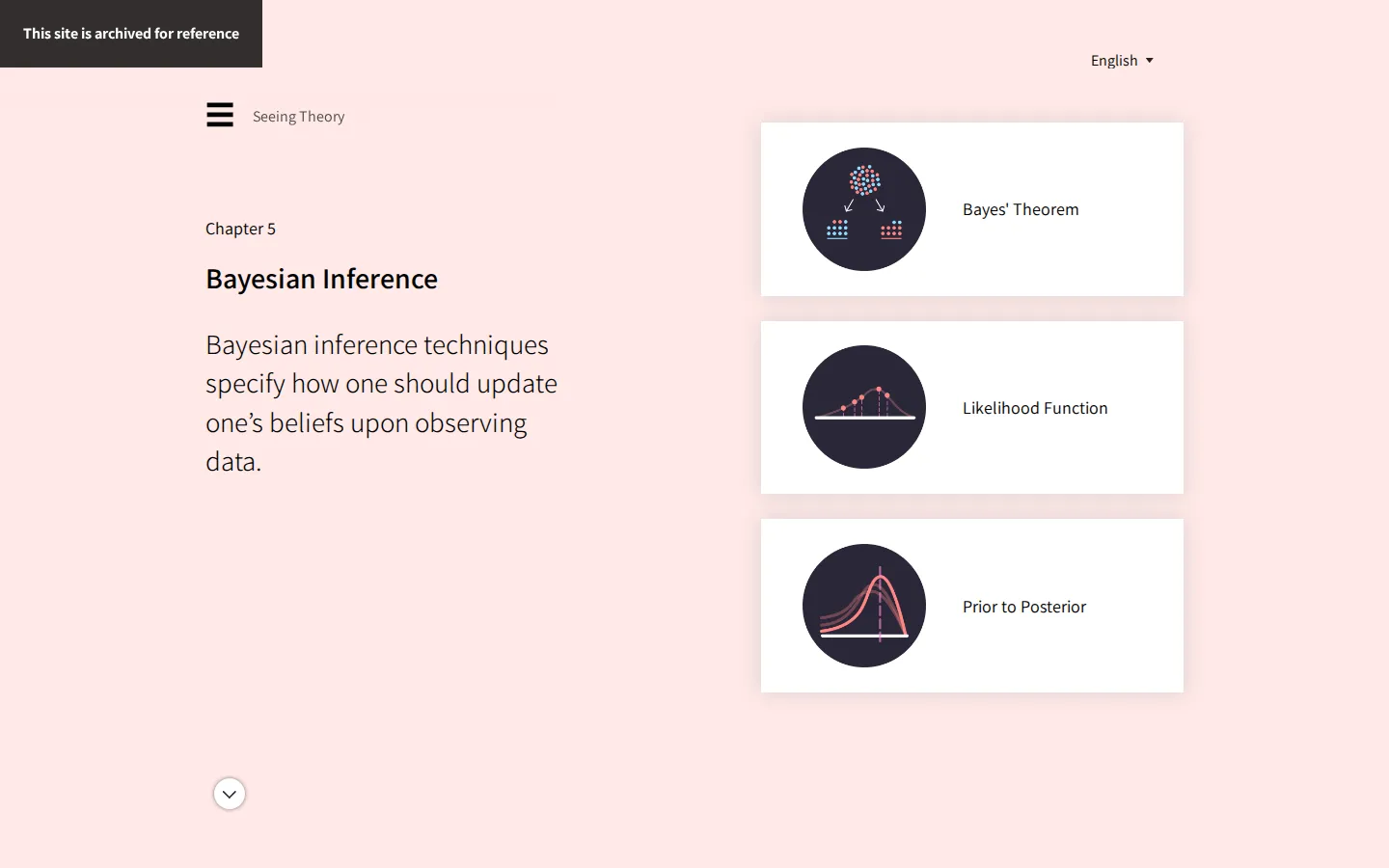 Seeing Theory: Bayesian Inference website homepage screenshot