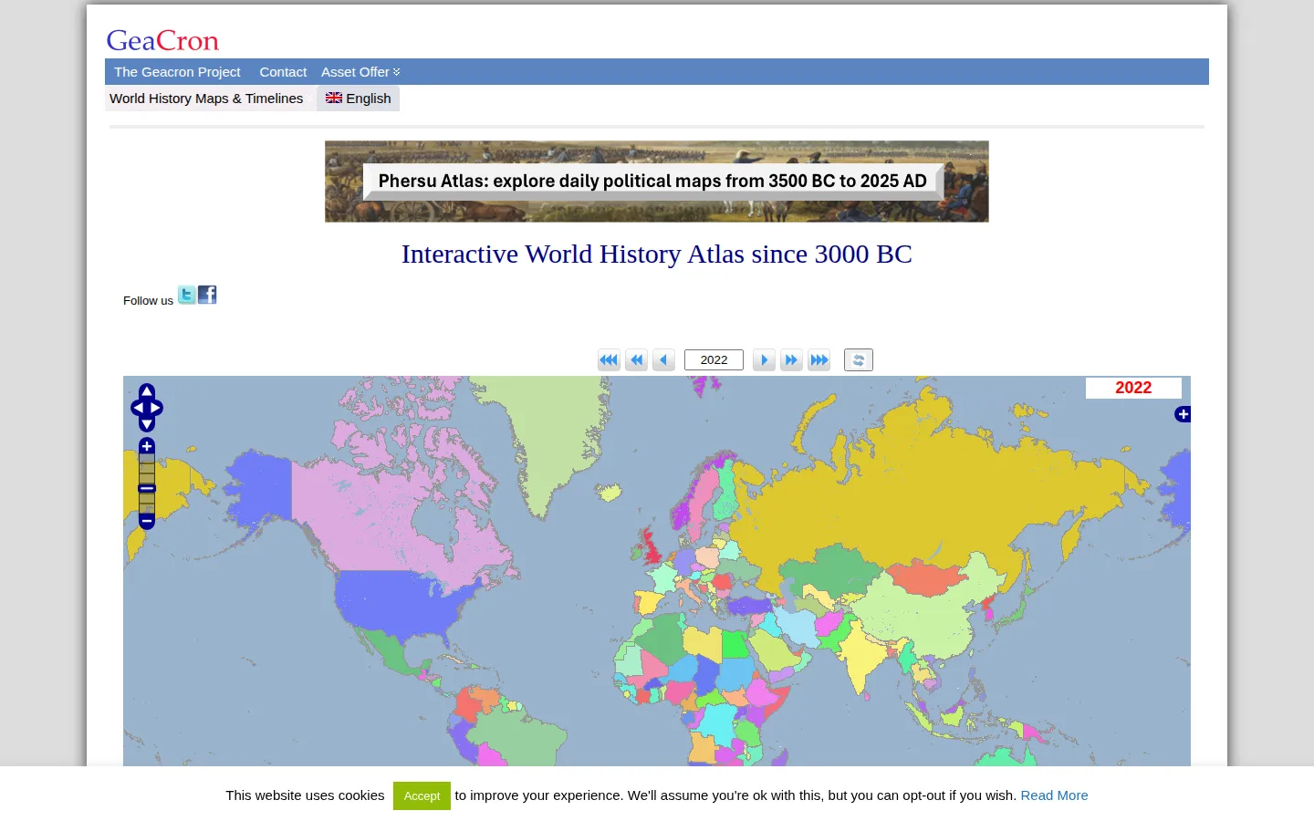 GeaCron (History Map) website homepage screenshot