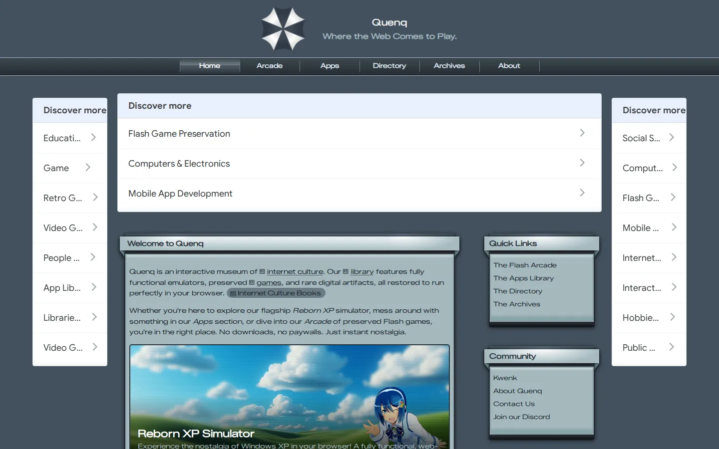 Quenq website homepage screenshot