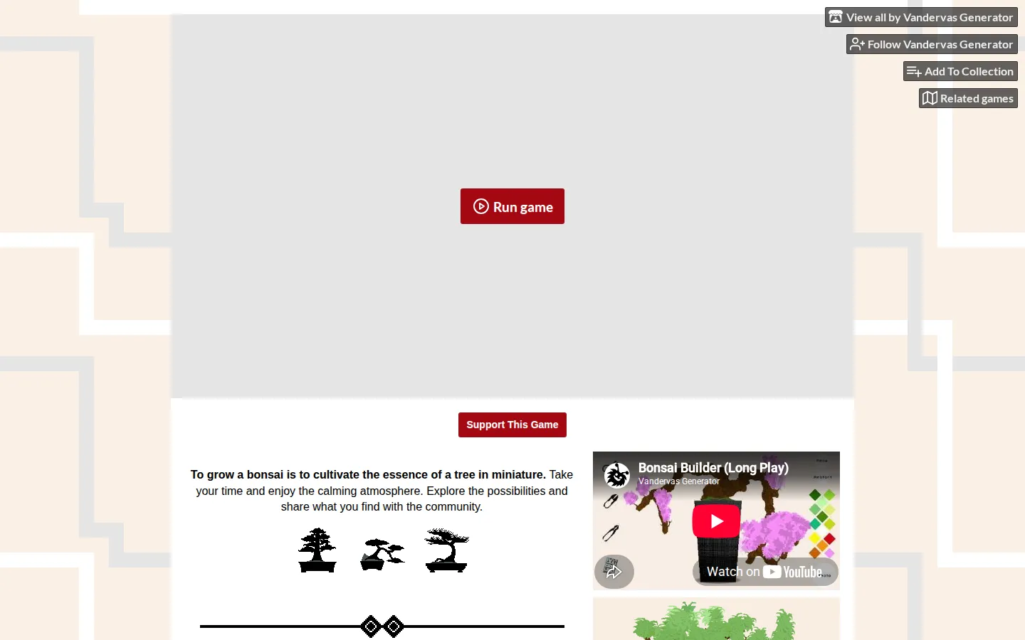 Bonsai Builder website homepage screenshot