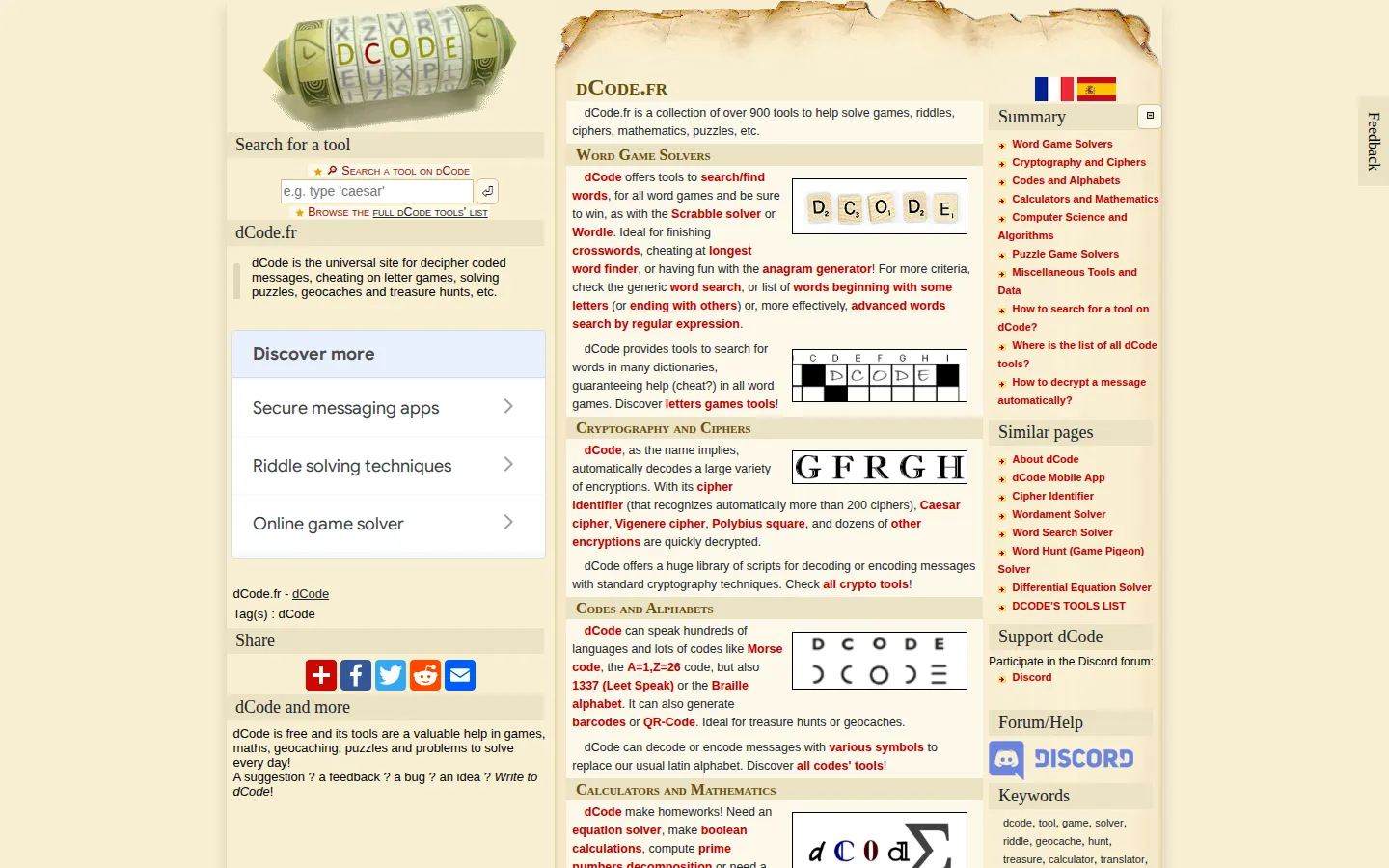 dCode: Universal Decoder website homepage screenshot