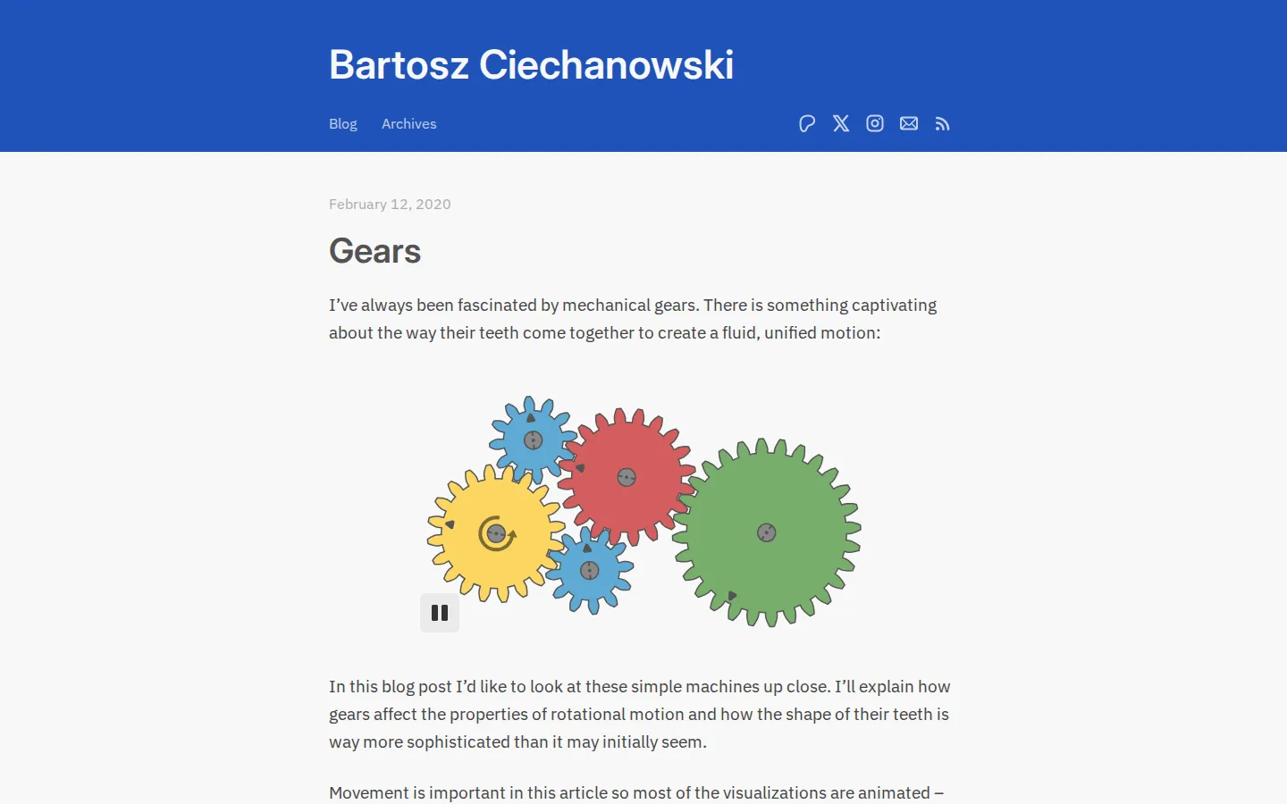 Gears website homepage screenshot