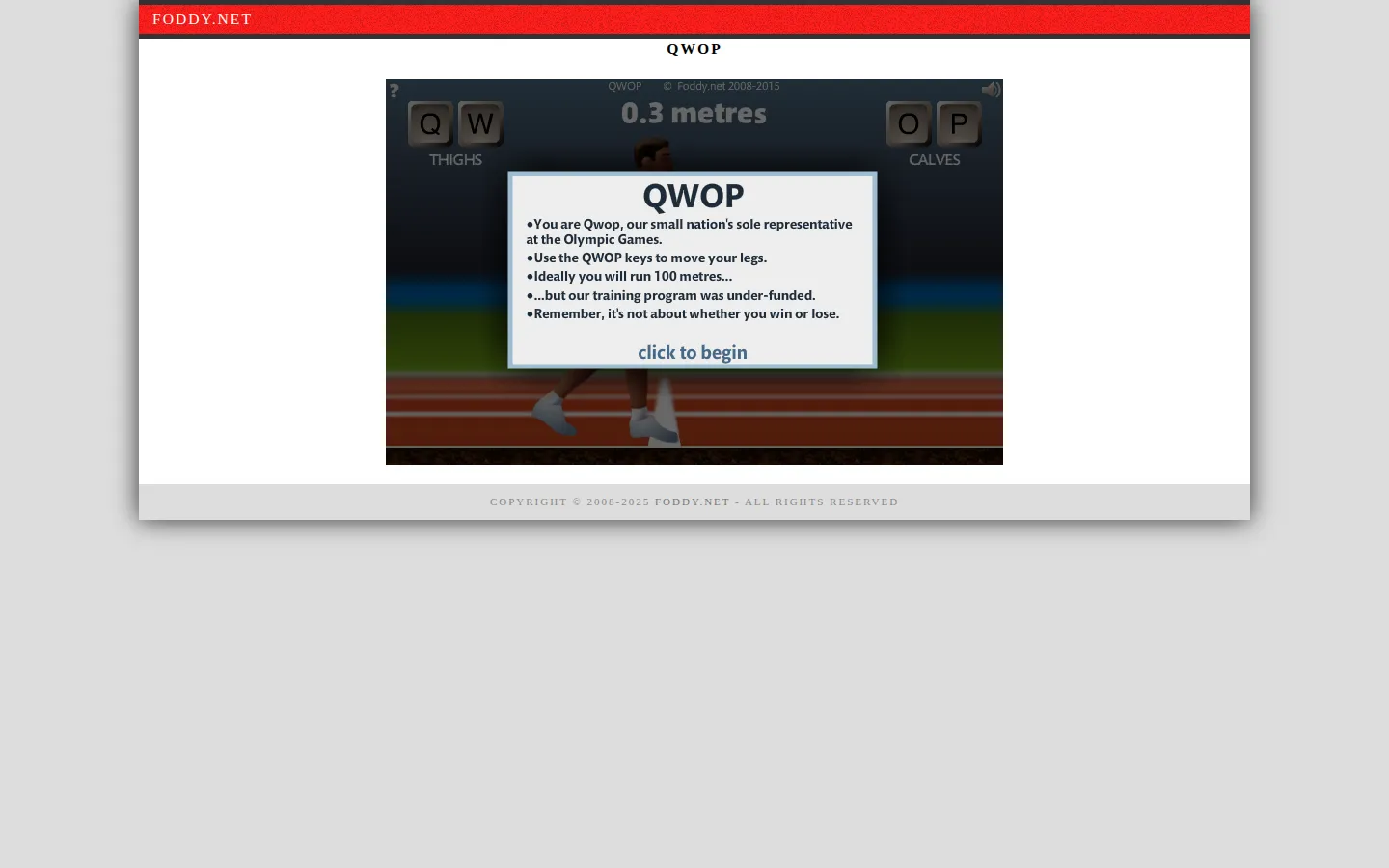 QWOP website homepage screenshot