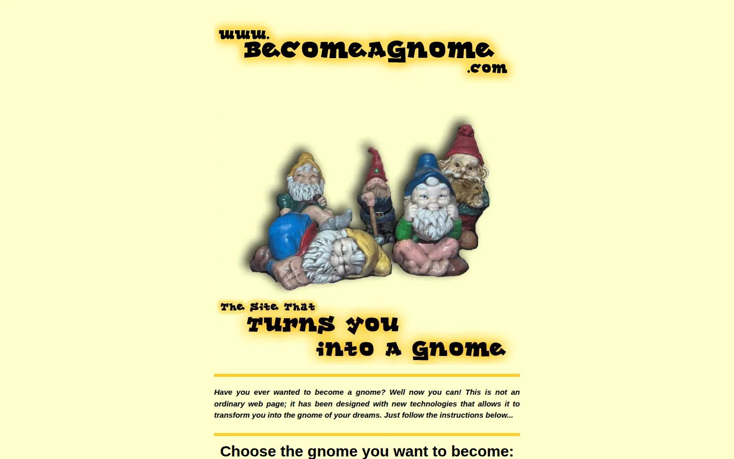 Become a Gnome website homepage screenshot