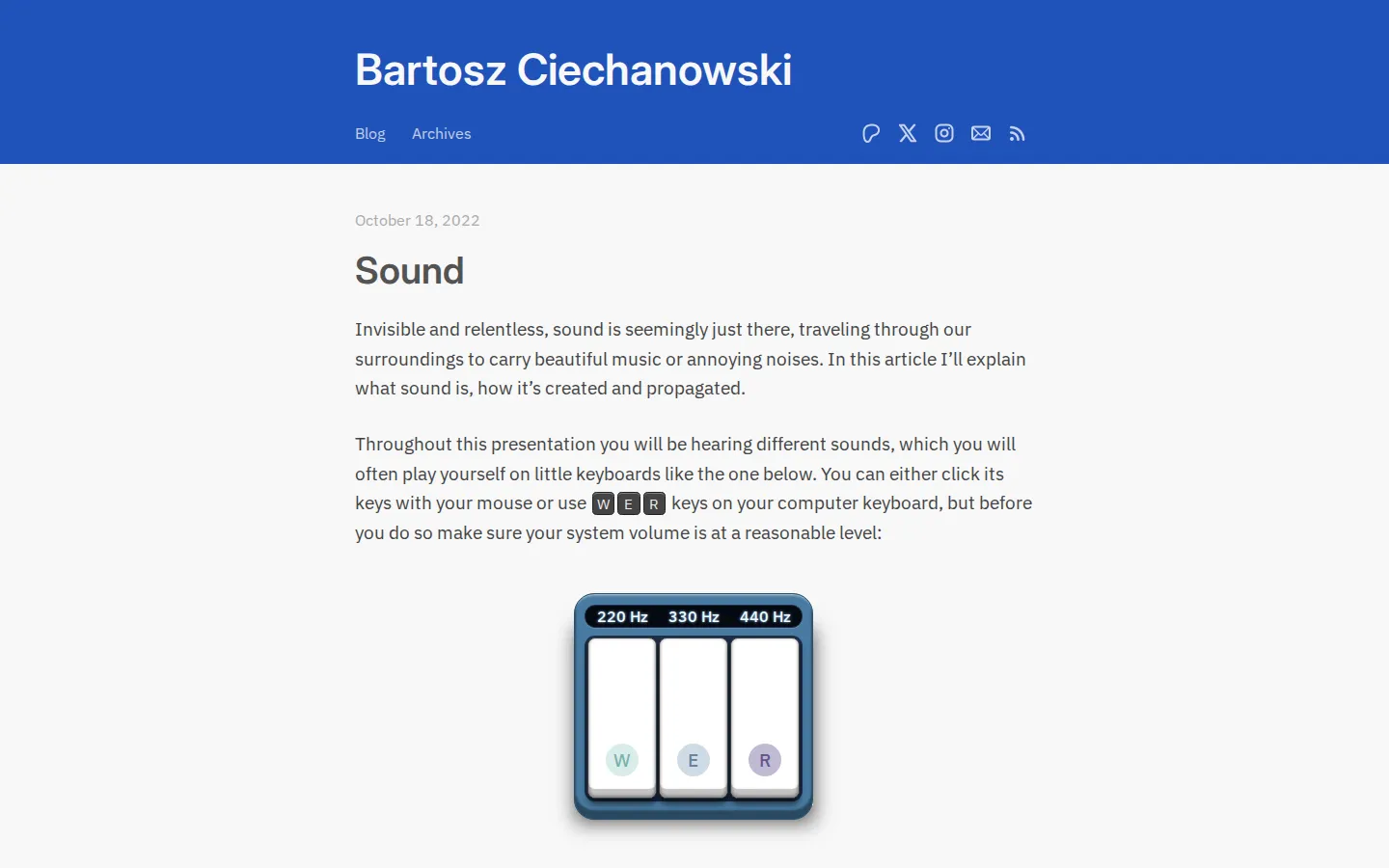 Sound website homepage screenshot