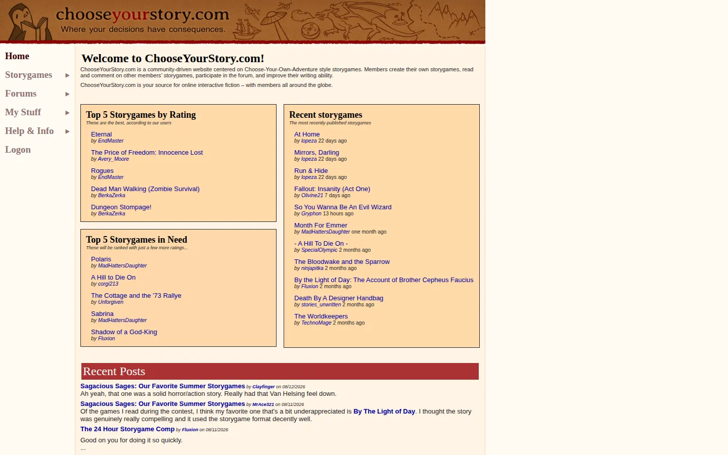 ChooseYourStory website homepage screenshot
