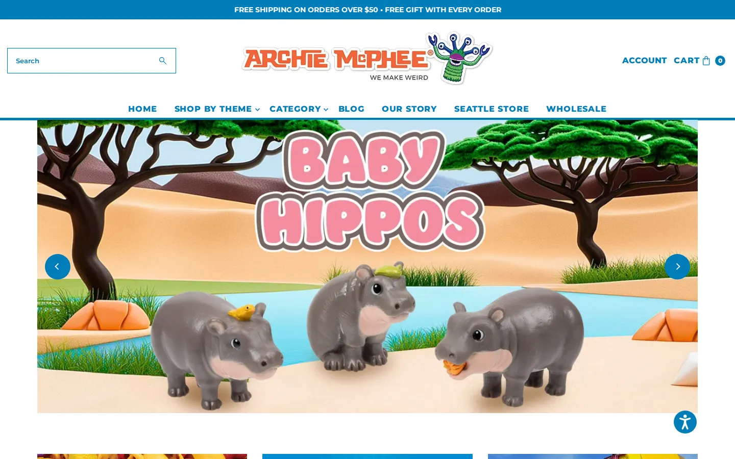 Archie McPhee website homepage screenshot