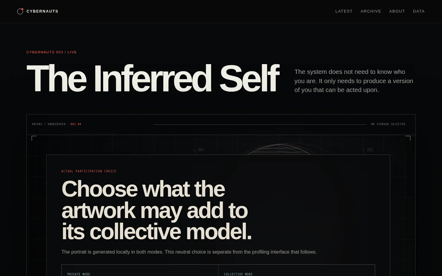 The Inferred Self website homepage screenshot