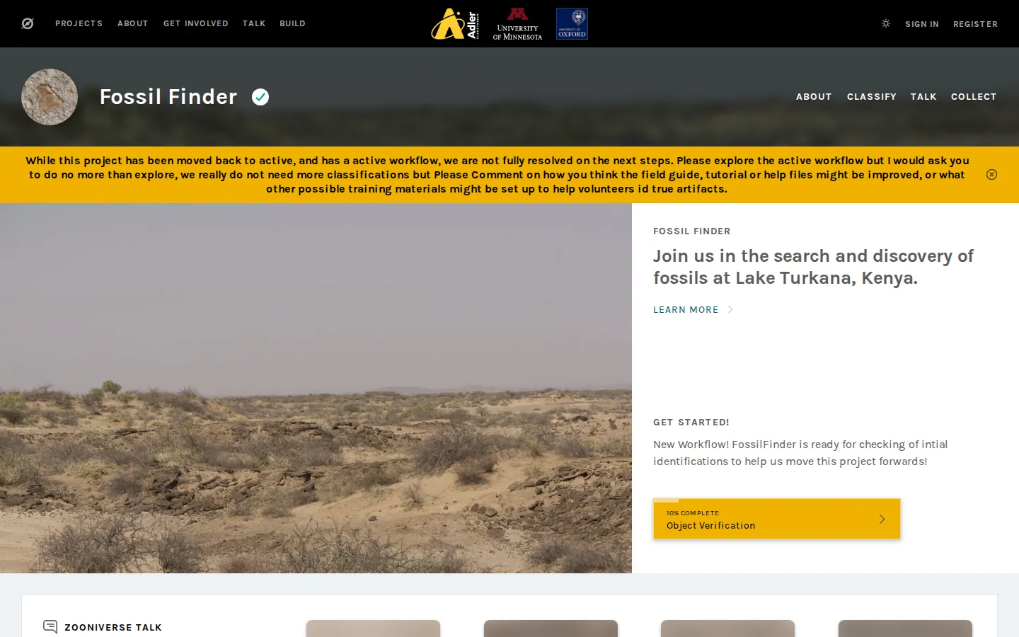 Fossil Finder website homepage screenshot