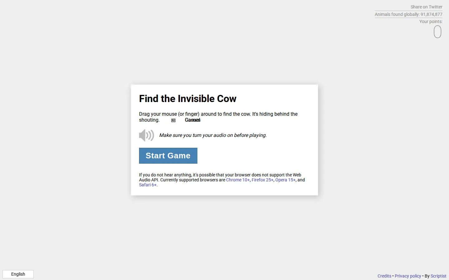 Find the Invisible Cow website homepage screenshot