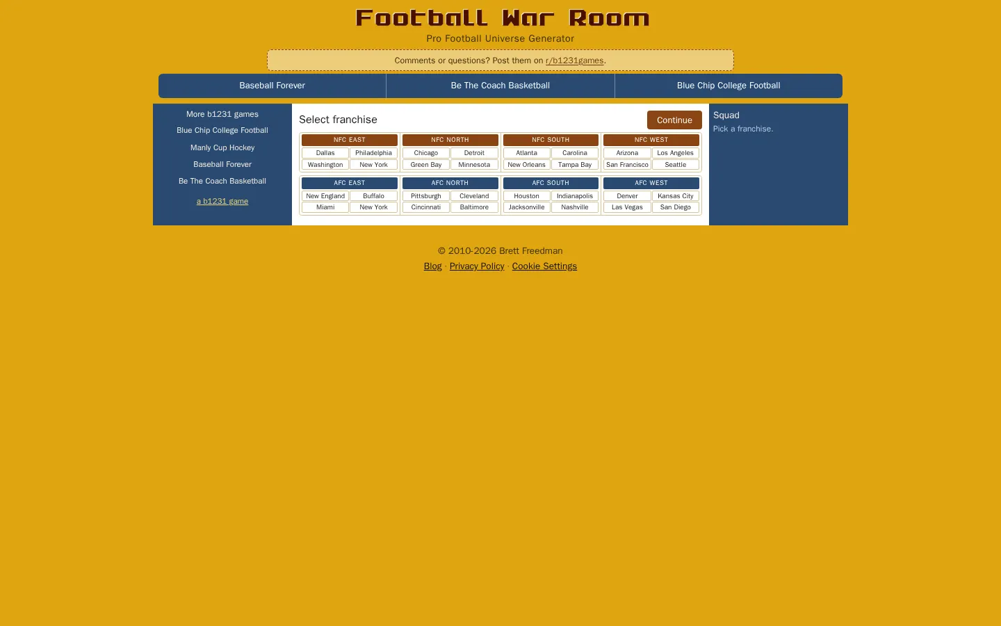 Football War Room website homepage screenshot