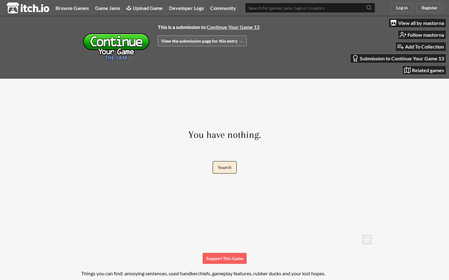 You Found Nothing website homepage screenshot