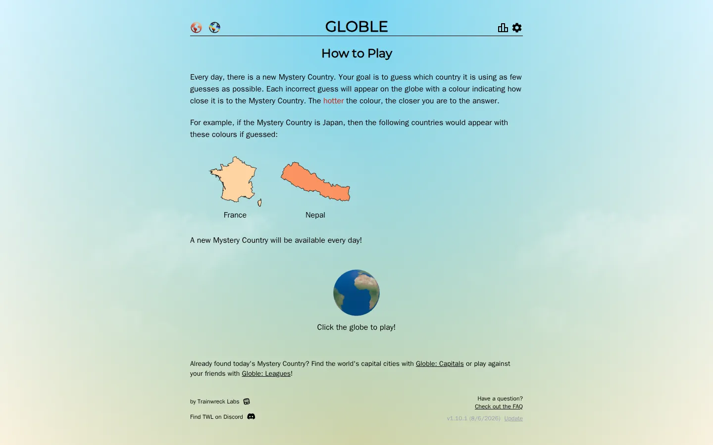 Globle website homepage screenshot
