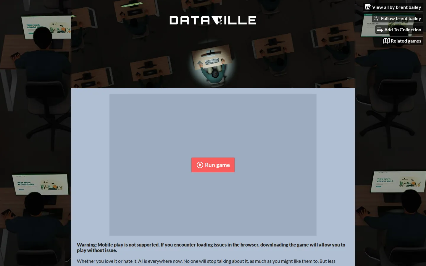 Dataville website homepage screenshot