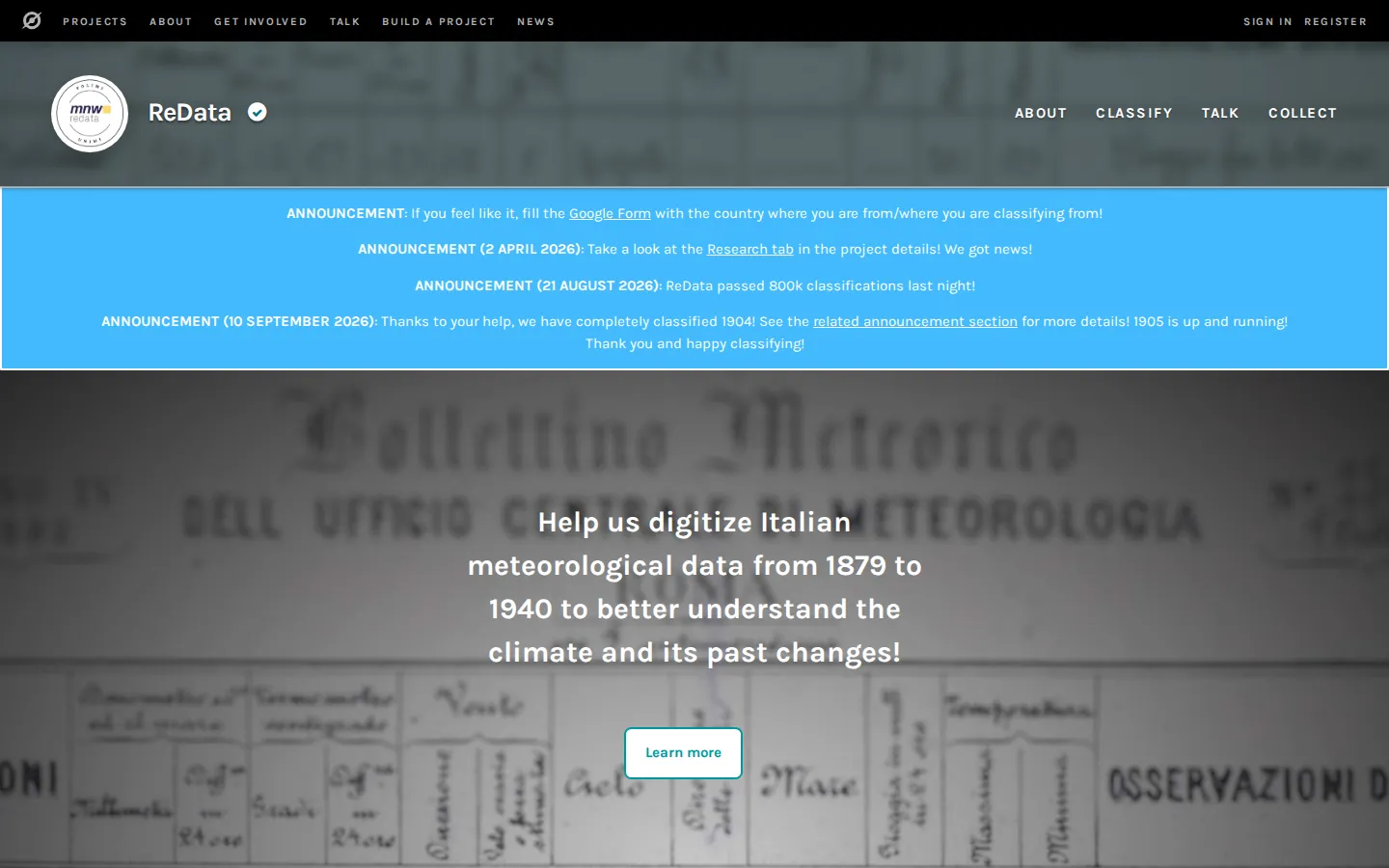 ReData website homepage screenshot