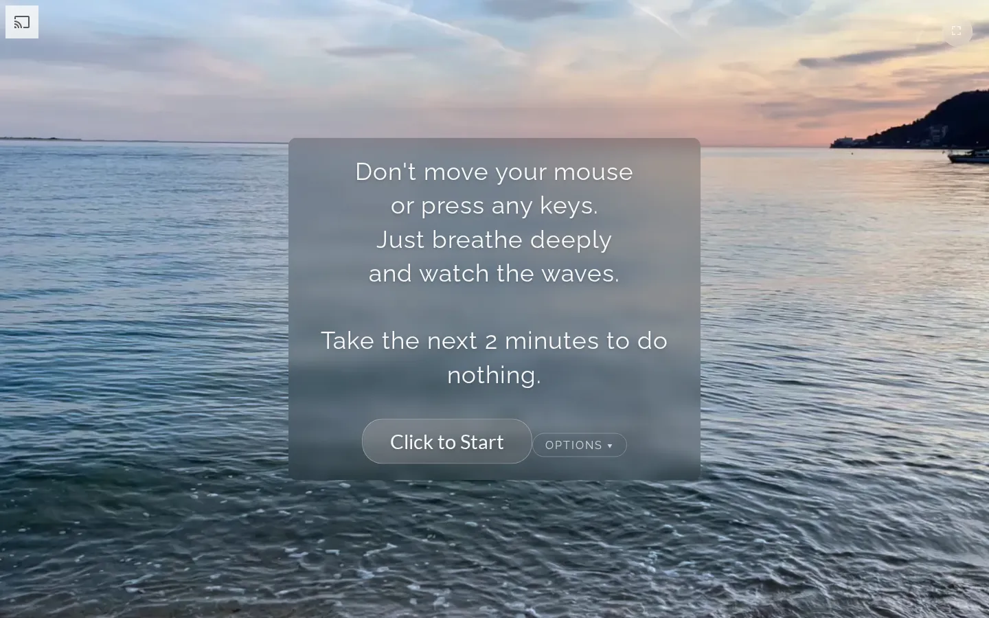 Do Nothing for 2 Minutes website homepage screenshot