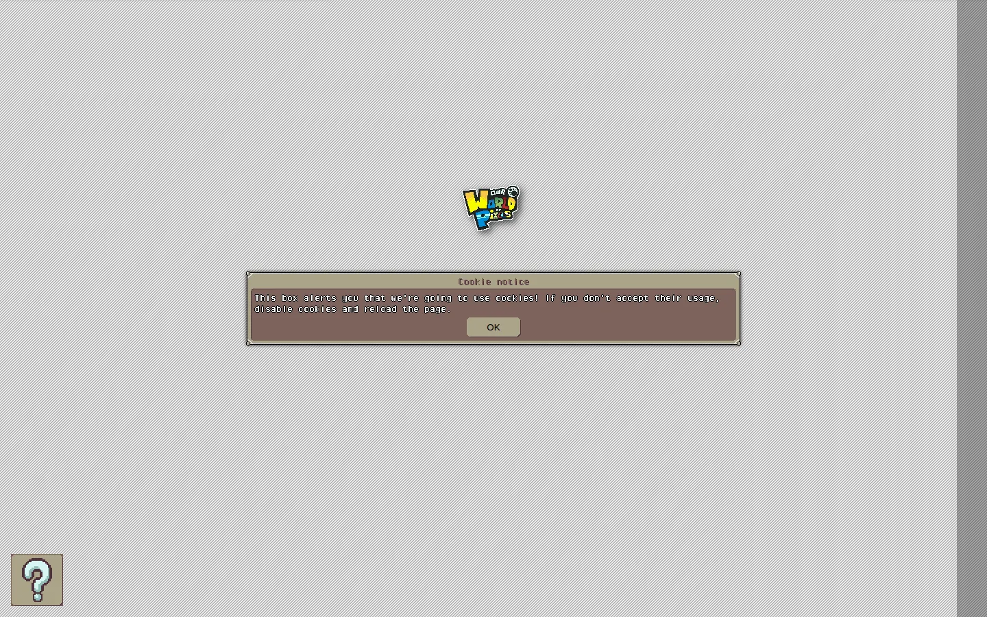 Our World of Pixels website homepage screenshot
