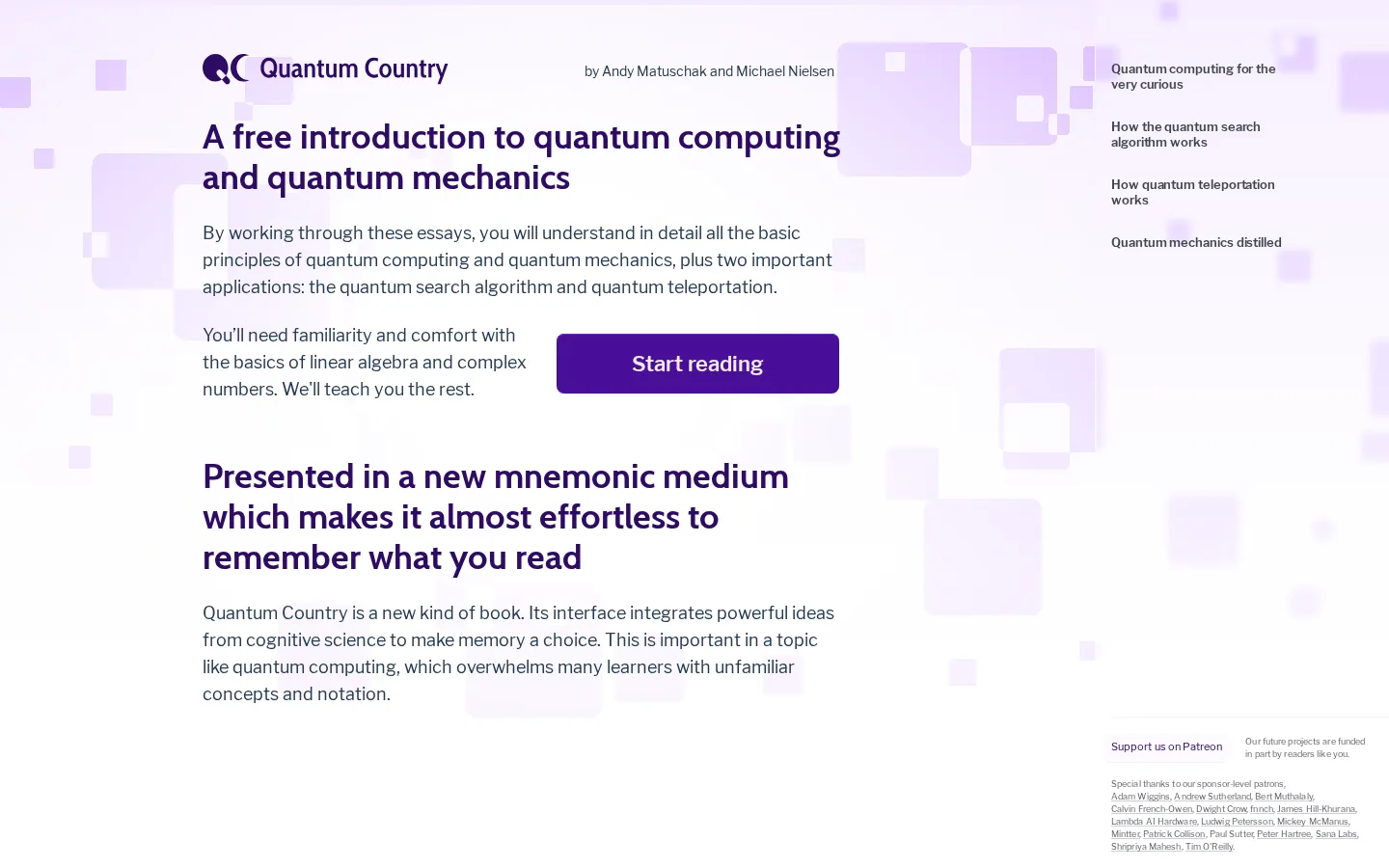 Quantum Country website homepage screenshot