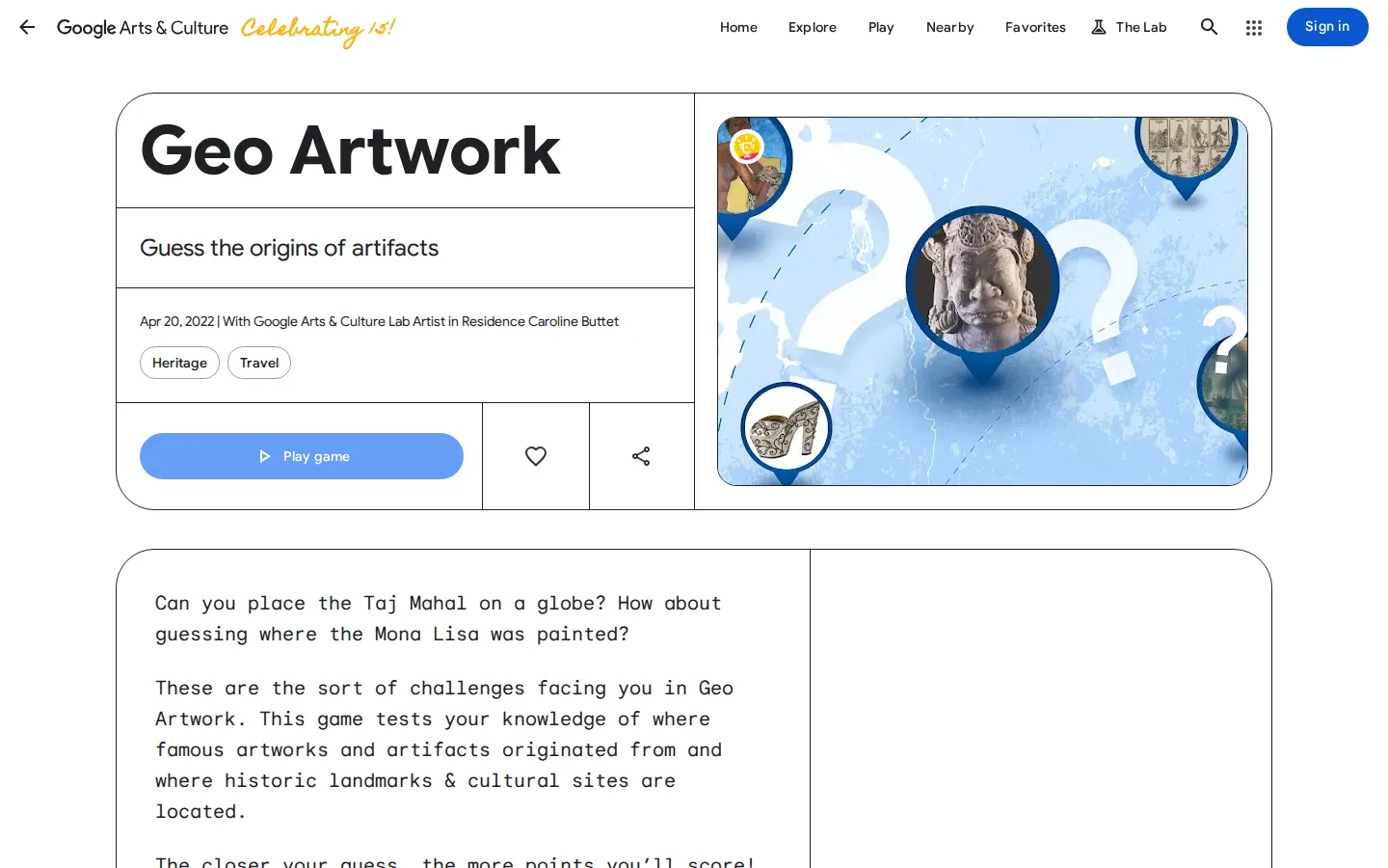 Geo Artwork website homepage screenshot