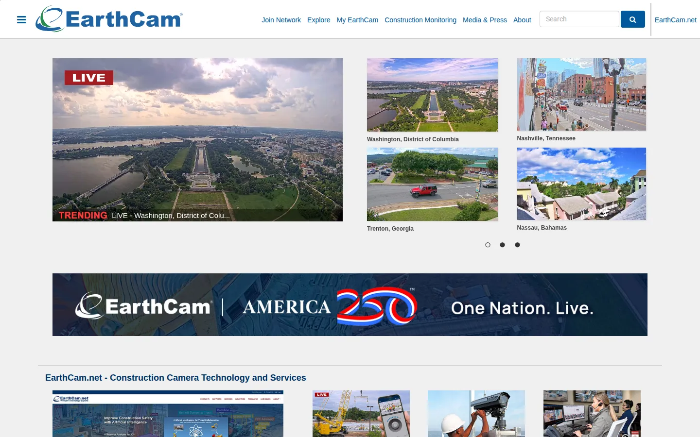 EarthCam website homepage screenshot
