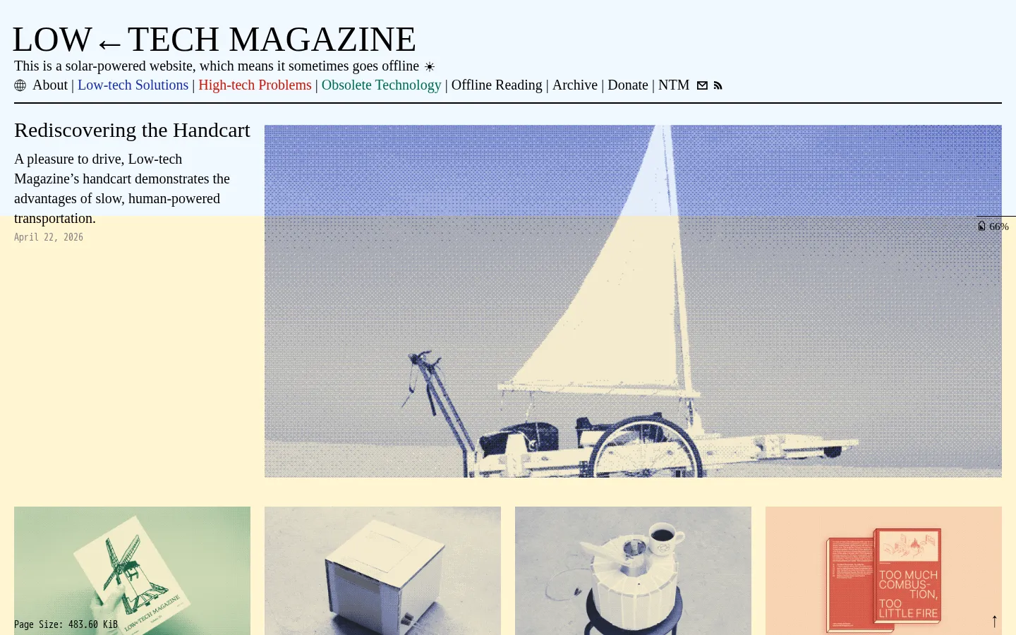 Low-tech Magazine (Solar Powered) website homepage screenshot