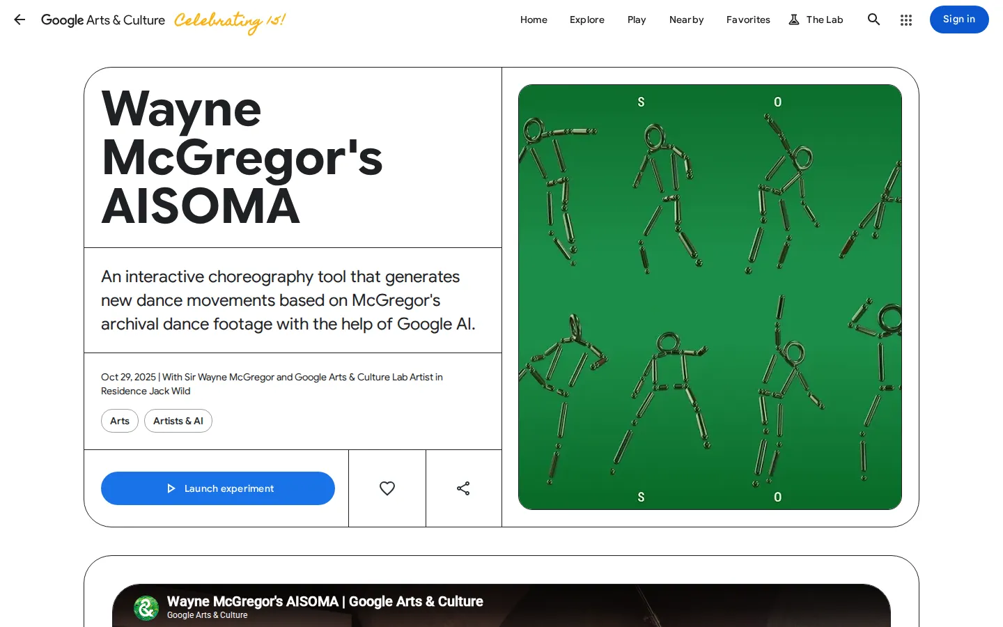 Wayne McGregor's AISOMA website homepage screenshot