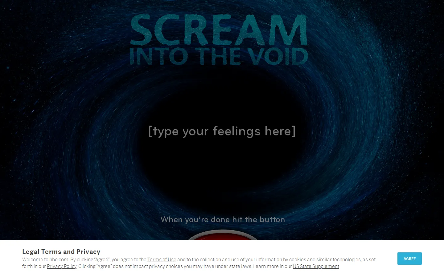 SCREAM INTO THE VOID website homepage screenshot