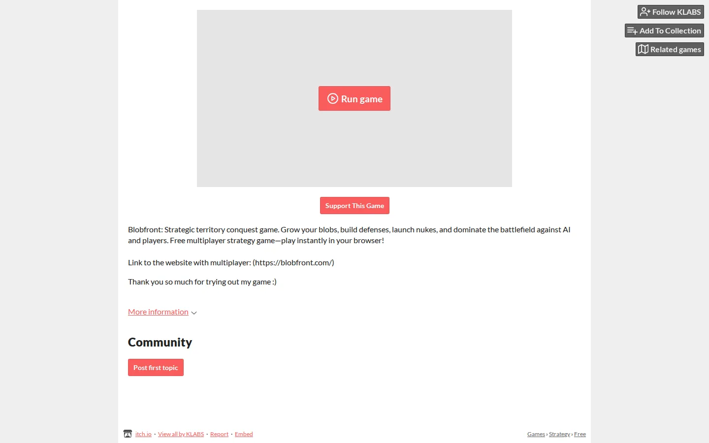 Blob Front website homepage screenshot