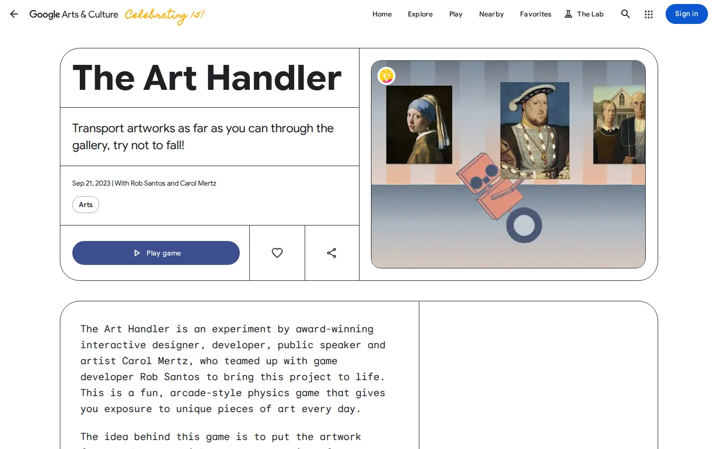 The Art Handler website homepage screenshot