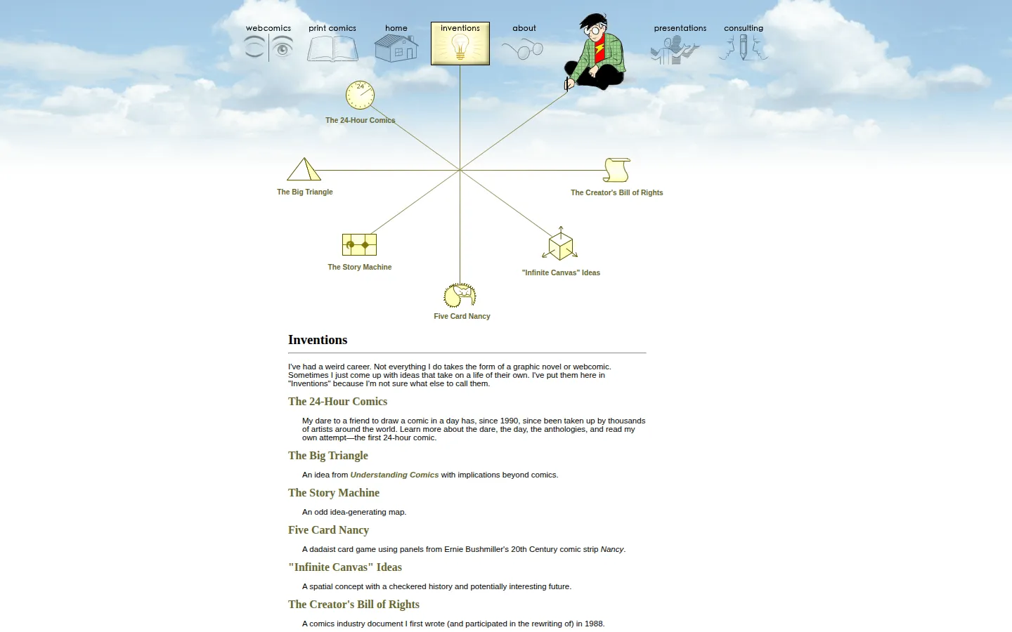Scott McCloud: Inventions website homepage screenshot