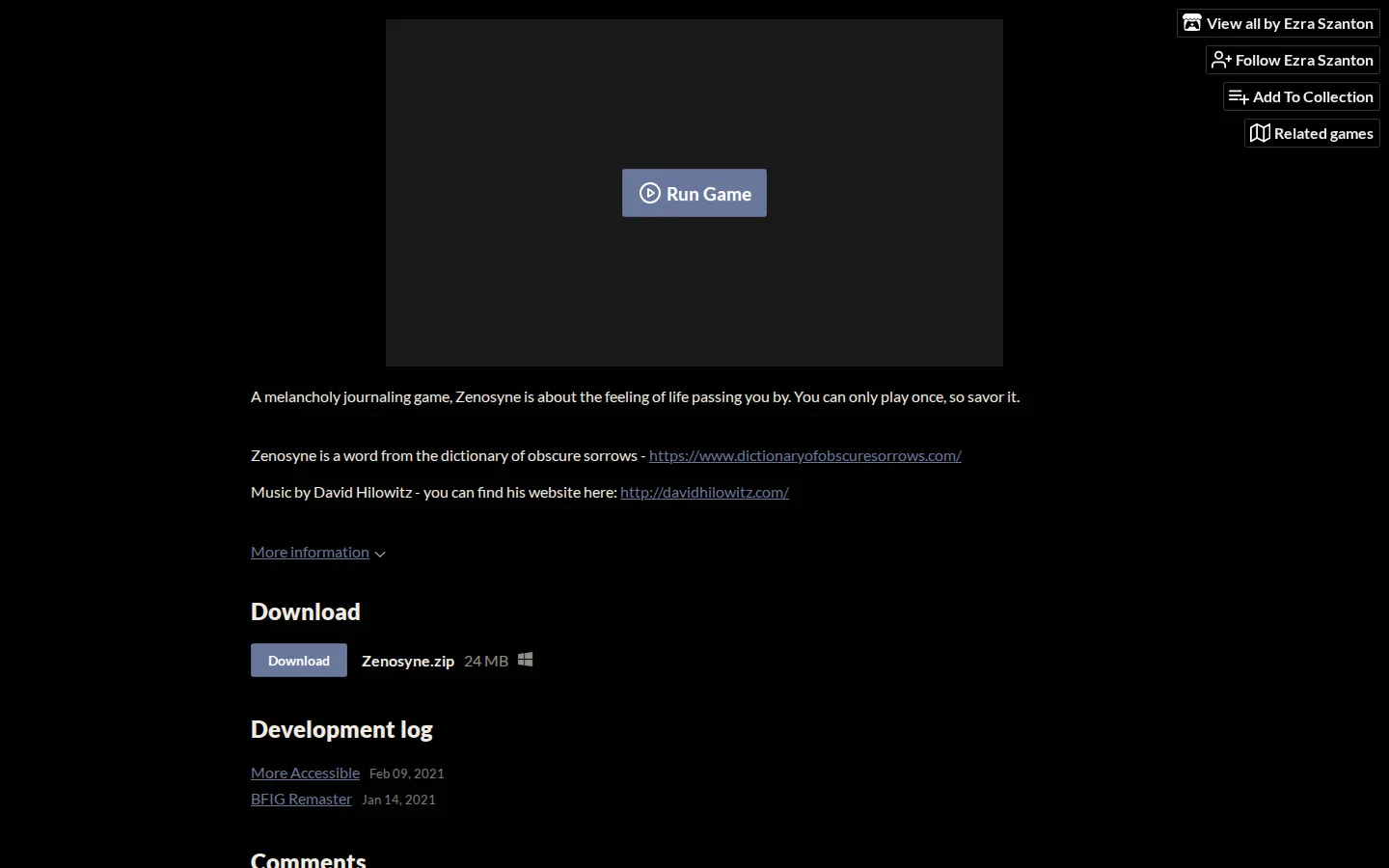 Zenosyne website homepage screenshot