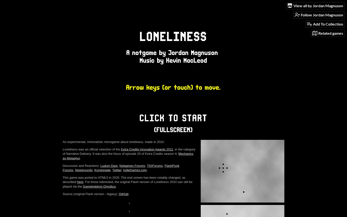 Loneliness website homepage screenshot